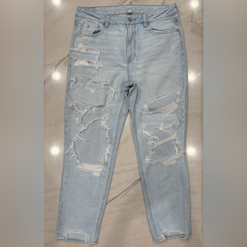 American Eagle Light Blue Distressed Jeans Size 12 Same Day Shipping
